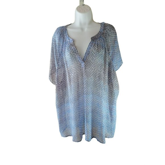 ANA A New Approach Blue Dot Shirt Size 3X Sheerness to Material - Picture 1 of 3